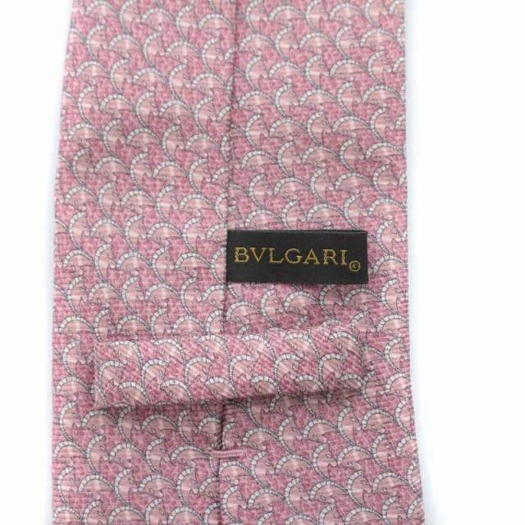 ブルガリ BVLGARI ネクタイ レギュラータイ 絹 シルク 総柄 赤 レッド
