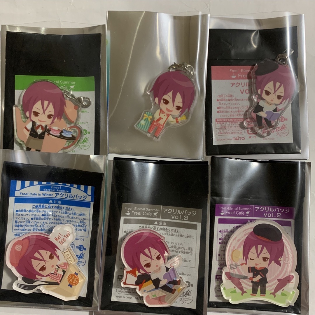 TAITO(タイトー)のFree!Cafe ハイスピードCafe アクリルバッジ&チャーム 松岡凛 6点 エンタメ/ホビーのアニメグッズ(バッジ/ピンバッジ)の商品写真