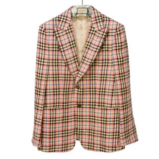 グッチ(Gucci)のGUCCI グッチ DIY ツイード シングルジャケット 44 ピンク モヘア ウール キュプラ GG マルチカラー テーラードジャケット 613689 ZAHOJ(その他)