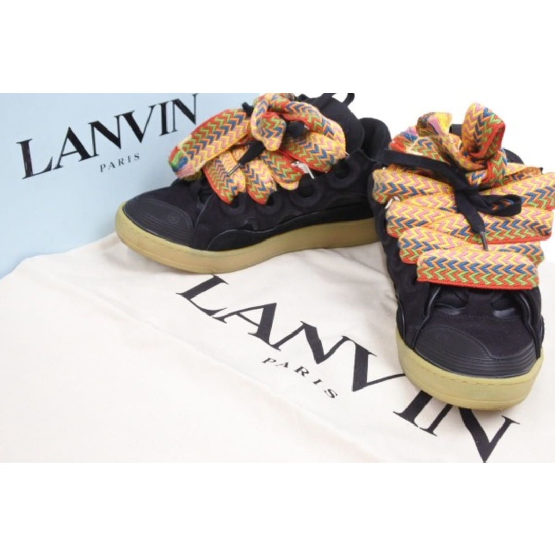 LANVIN ランバン スニーカー CURB ブラック FM-SKRK11-DRAG-A20 シューズ 靴 カーフ レザー スウェード サイズ42  37686