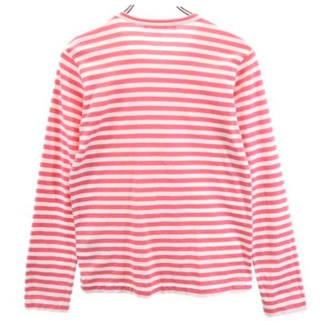 プレイコムデギャルソン 2021年 日本製 ボーダー 長袖 Tシャツ M ピンク系 PLAY COMME des GARCONS ロゴ ロンT レディース 【中古】 【230825】 メール便可