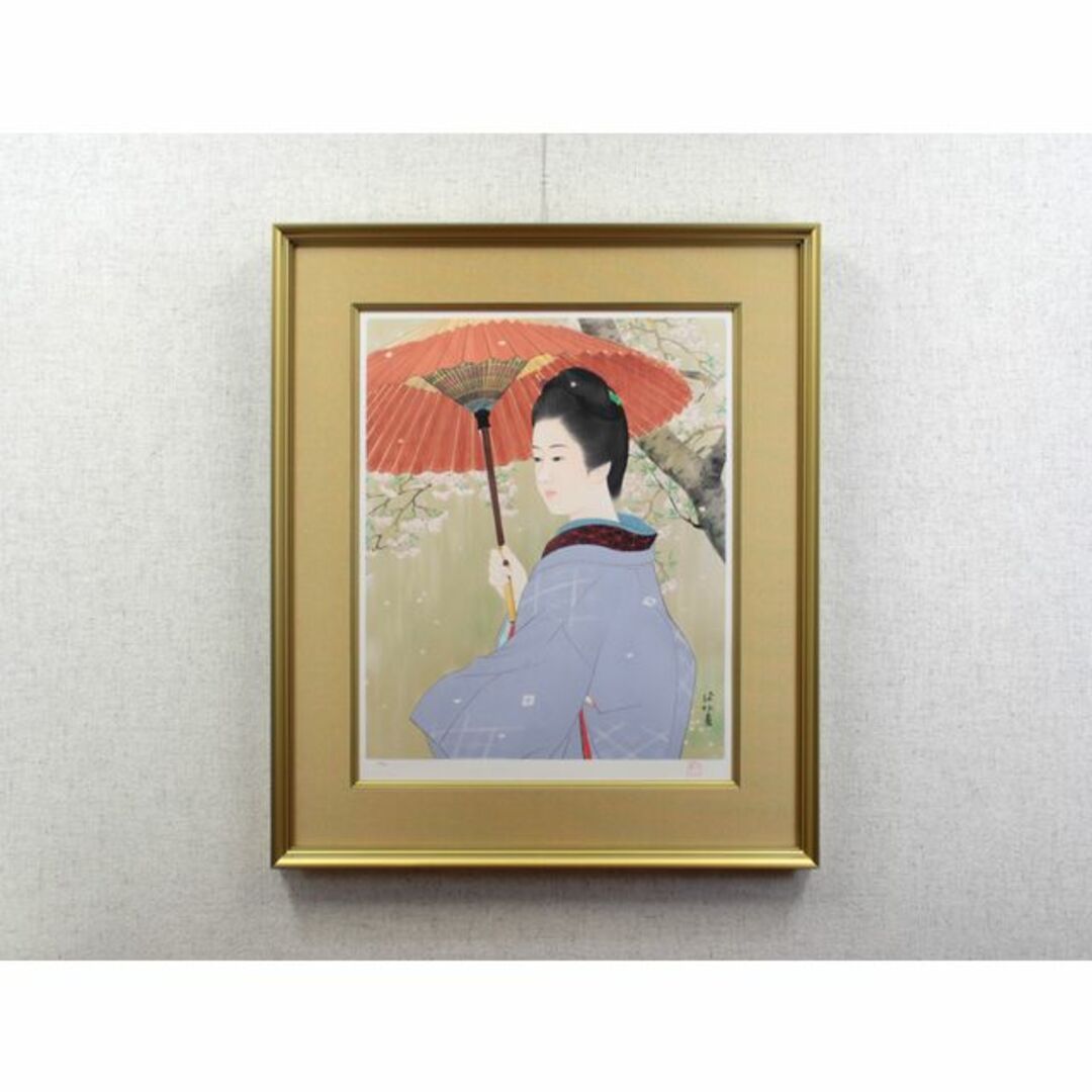 伊東深水『春雨』リトグラフ【真作保証】 絵画 伊東深水『春雨』リトグラフ【真作保証】 絵画