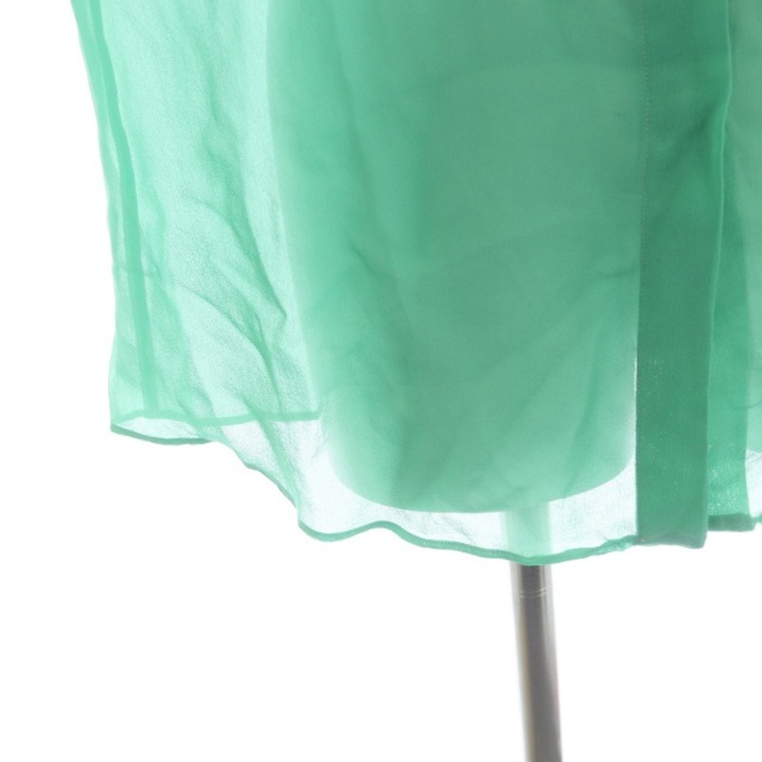 エルマノシェルビーノ ブラウス 長袖 ビジュー装飾 比翼ボタン 絹 XL 緑 6