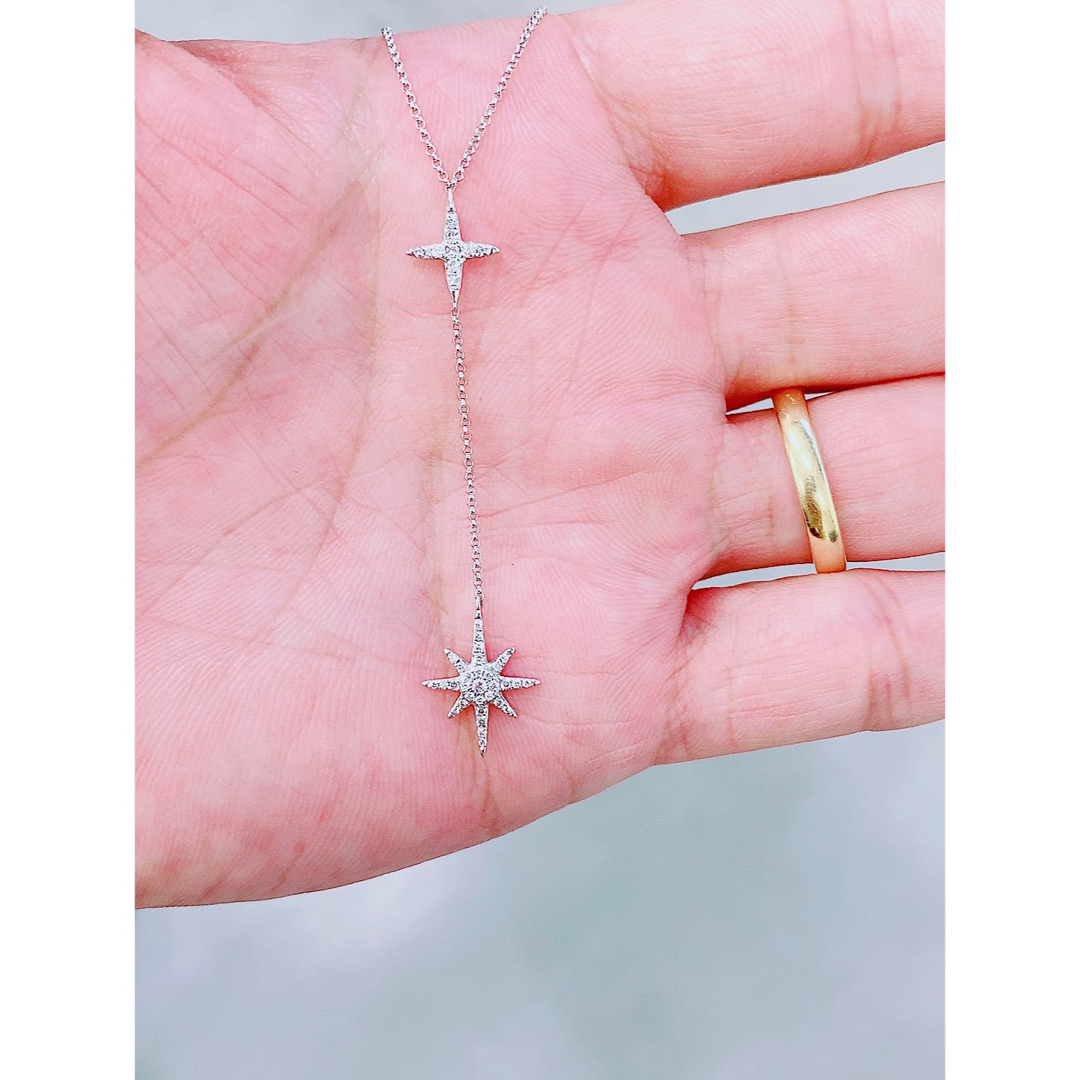 ☆0.20ct☆✨ダイヤモンドK18WGスタークロスネックレスペンダント-