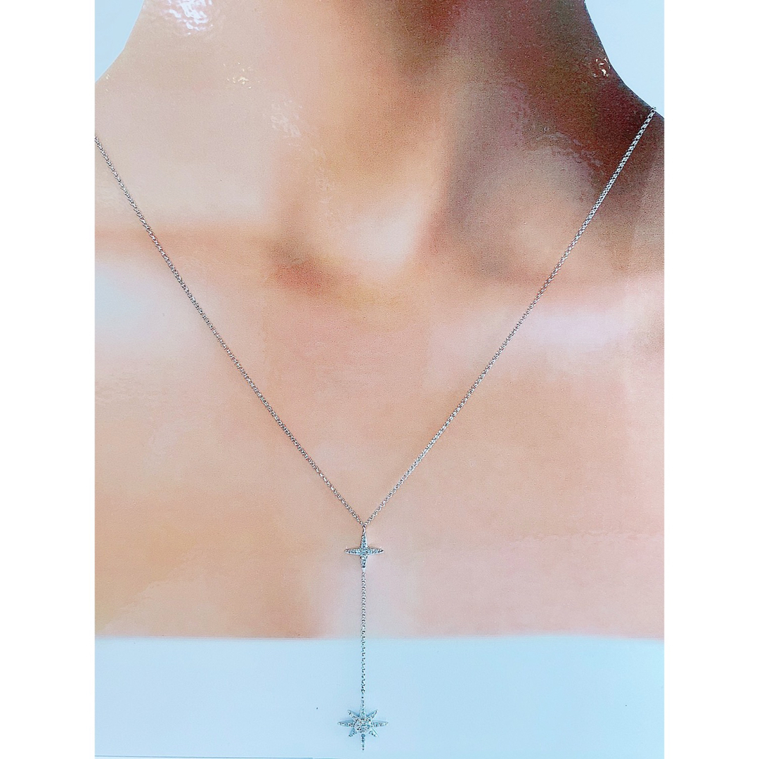☆0.20ct☆✨ダイヤモンドK18WGスタークロスネックレスペンダント
