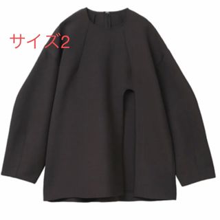 クラネ(CLANE)のCLANE クラネ アーチカット ダブルクロス トップス ブラック サイズ 2(カットソー(長袖/七分))