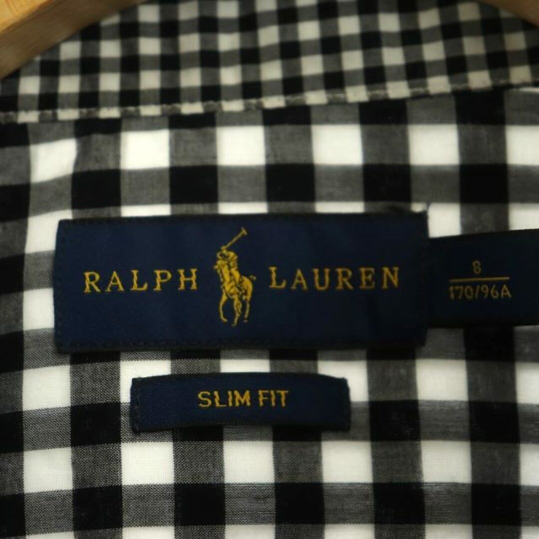 Ralph Lauren(ラルフローレン)のラルフローレン ボタンダウンシャツ ギンガムチェック BD 長袖 8 黒 白 レディースのトップス(シャツ/ブラウス(長袖/七分))の商品写真