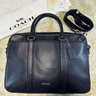 COACH - 【美品】コーチ 71681 ビジネスバック レザー ネイビー A4可