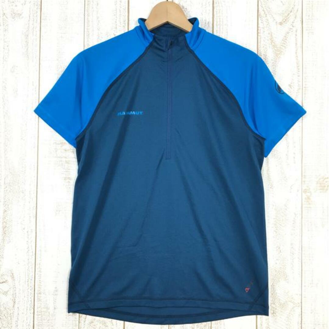 MENs S  マムート アタカゾ ライト ジップ Tシャツ Atacazo Light Zip T-Shirt ショートスリーブ ジップネック シャツ MAMMUT 1041-07910 ブルー系
