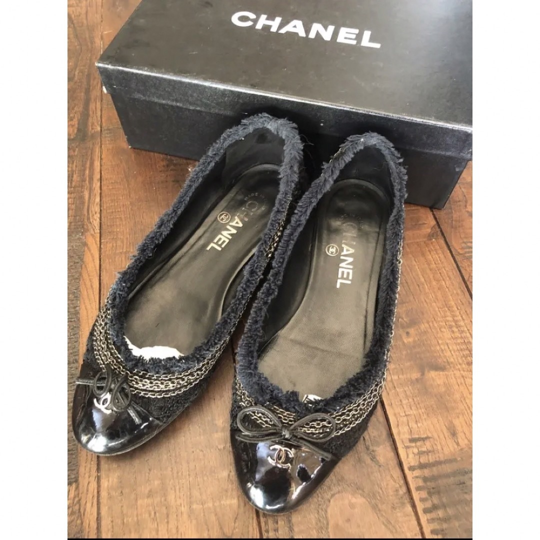 CHANEL シャネル ツイード調フラットパンプス 37 | hartwellspremium.com