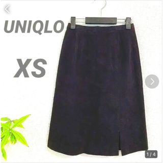 ユニクロ(UNIQLO)の【美品】ユニクロ　フェイクスウェードスカート  XS(ひざ丈スカート)