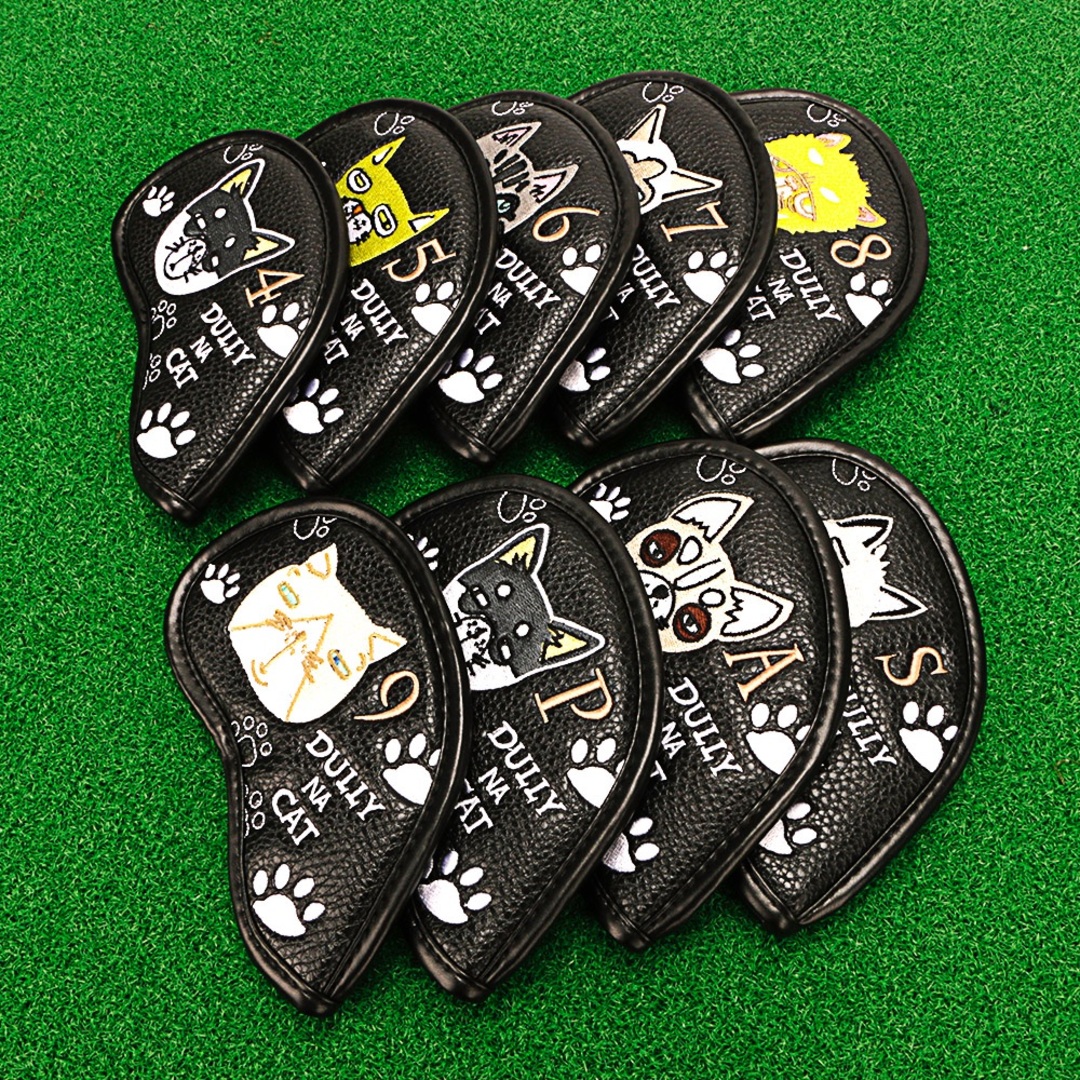新品　アイアンカバー　9枚セット 合成皮革 ブラック スポーツ/アウトドアのゴルフ(その他)の商品写真