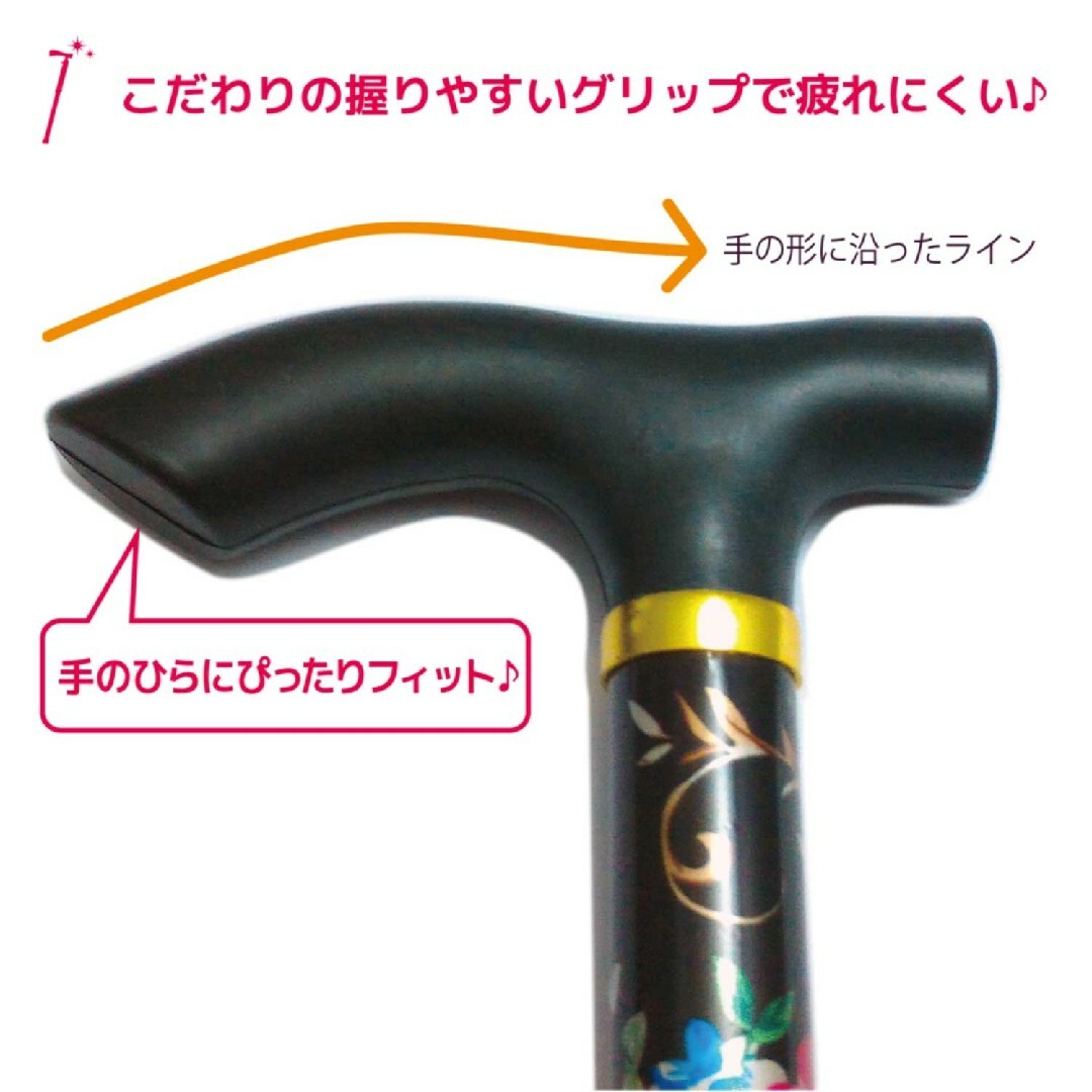 折りたたみ 杖 つえ おしゃれ 介護 軽量 らくらくステッキ シルバー インテリア/住まい/日用品の日用品/生活雑貨/旅行(日用品/生活雑貨)の商品写真