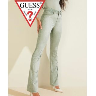 ゲス(GUESS)のguess ハイウエスト　光沢　コーデュロイ　パンツ　デニム　シャーベット(デニム/ジーンズ)