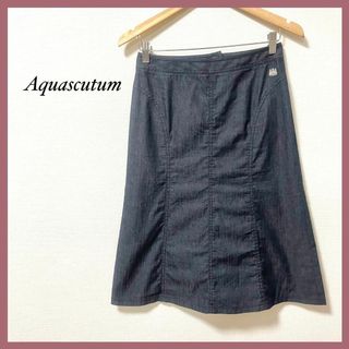 アクアスキュータム(AQUA SCUTUM)の未使用☆Aquascutum アクアスキュータム　フレアスカート　綿　麻　M〜L(ひざ丈スカート)