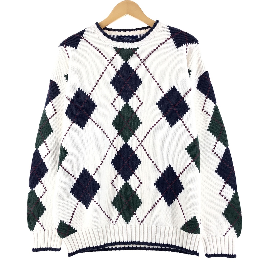 古着 90年代 トミーヒルフィガー TOMMY HILFIGER 総柄 アーガイル柄 コットンニットセーター メンズL ヴィンテージ /eaa362372 | フリマアプリ ラクマ