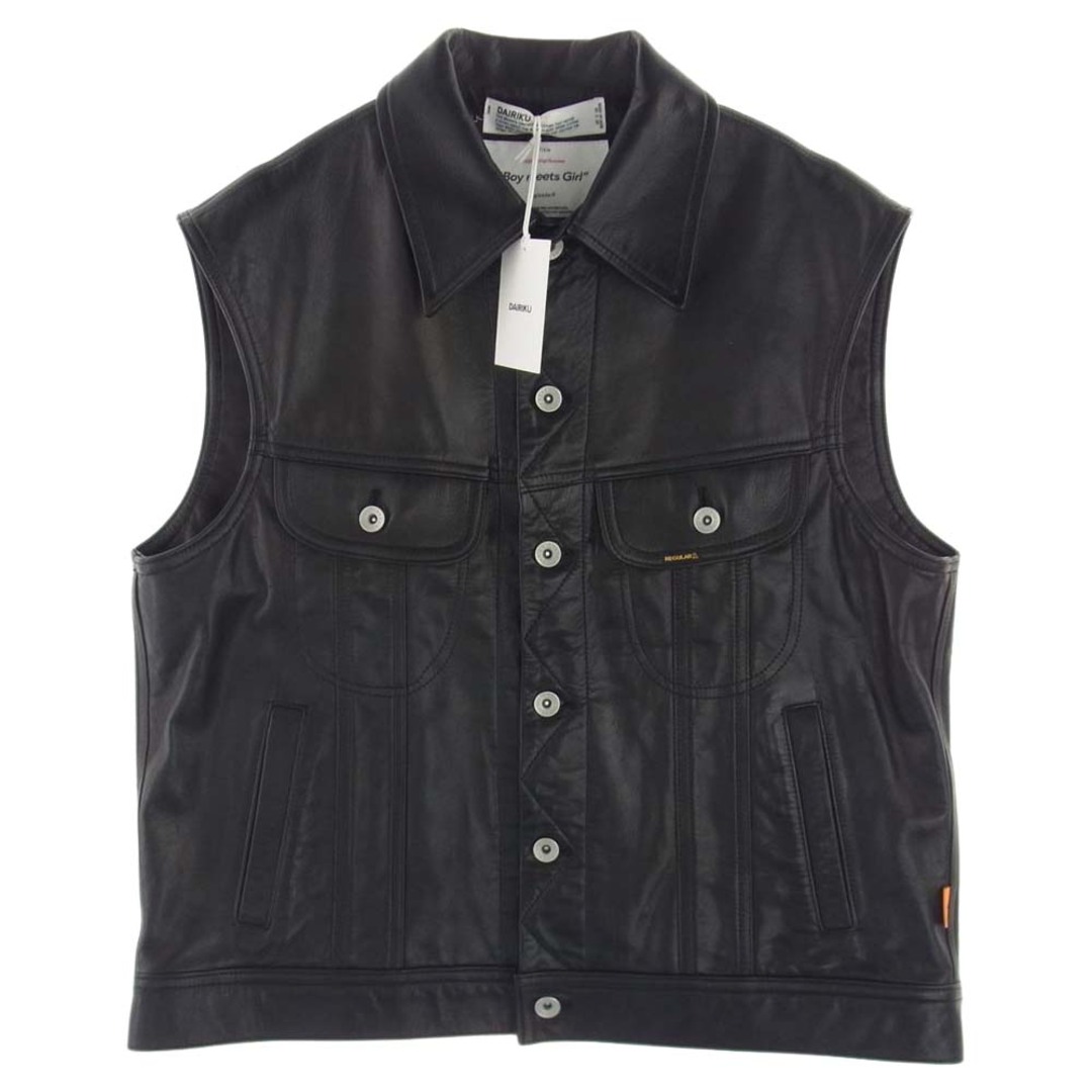 ダイリク DAIRIKU ベスト 22SS Leather Vest レザー ベスト ブラック系 S【中古】 メンズのトップス(ベスト)の商品写真