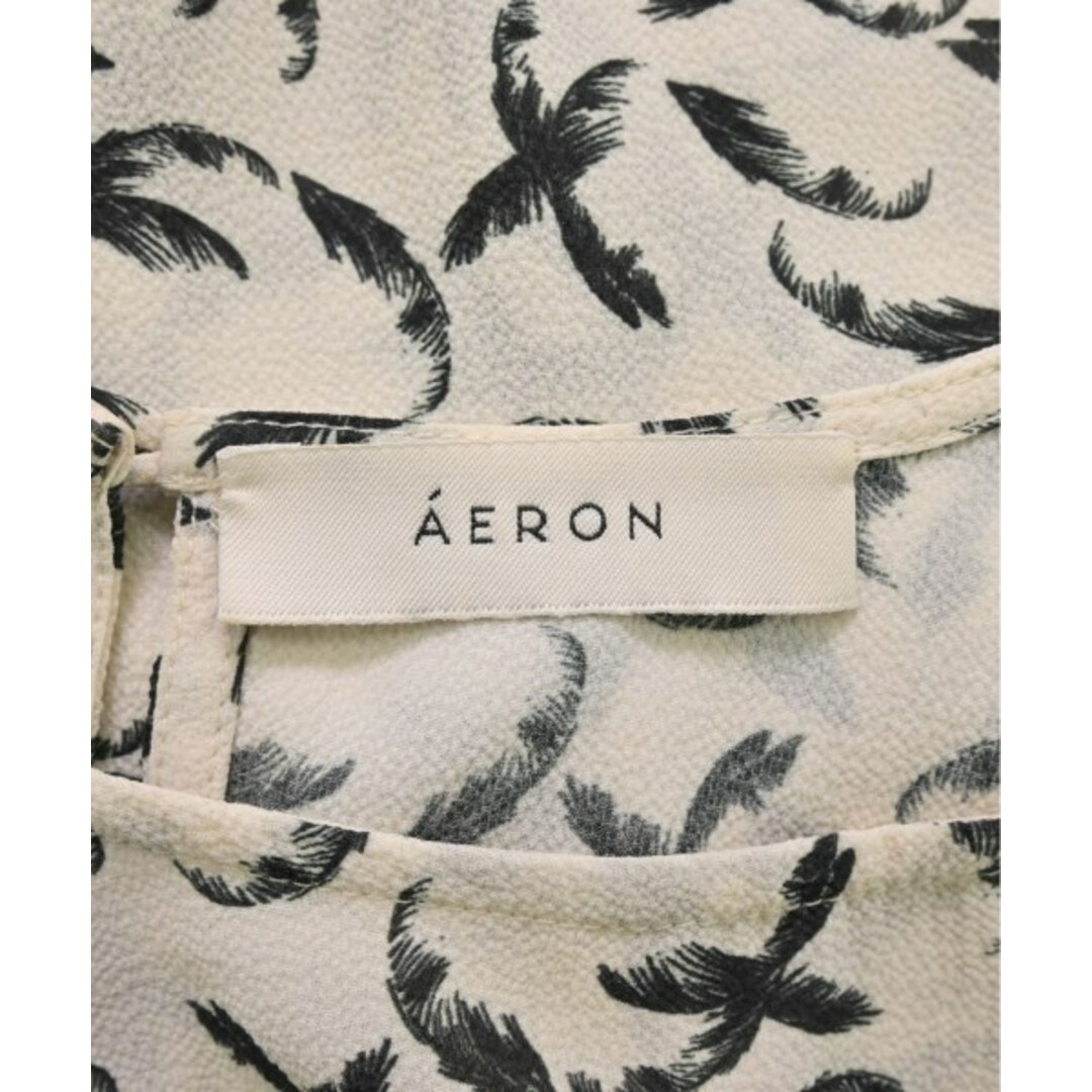 AERON アーロン ワンピース 38(M位) アイボリーx黒(総柄)