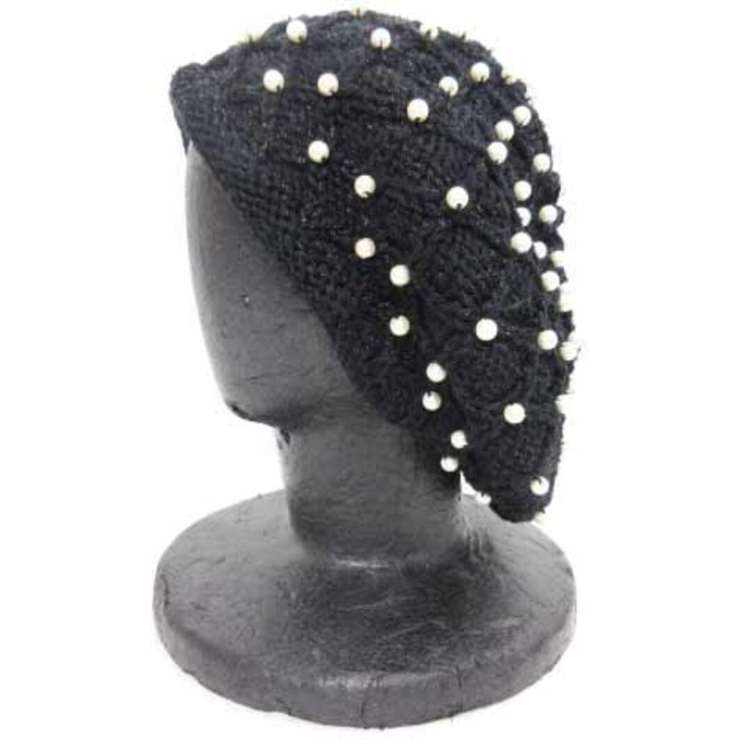 other(アザー)のフリーストア ニットベレー帽 フェイクパールビーズ ブラック ■GKP レディースの帽子(ハンチング/ベレー帽)の商品写真