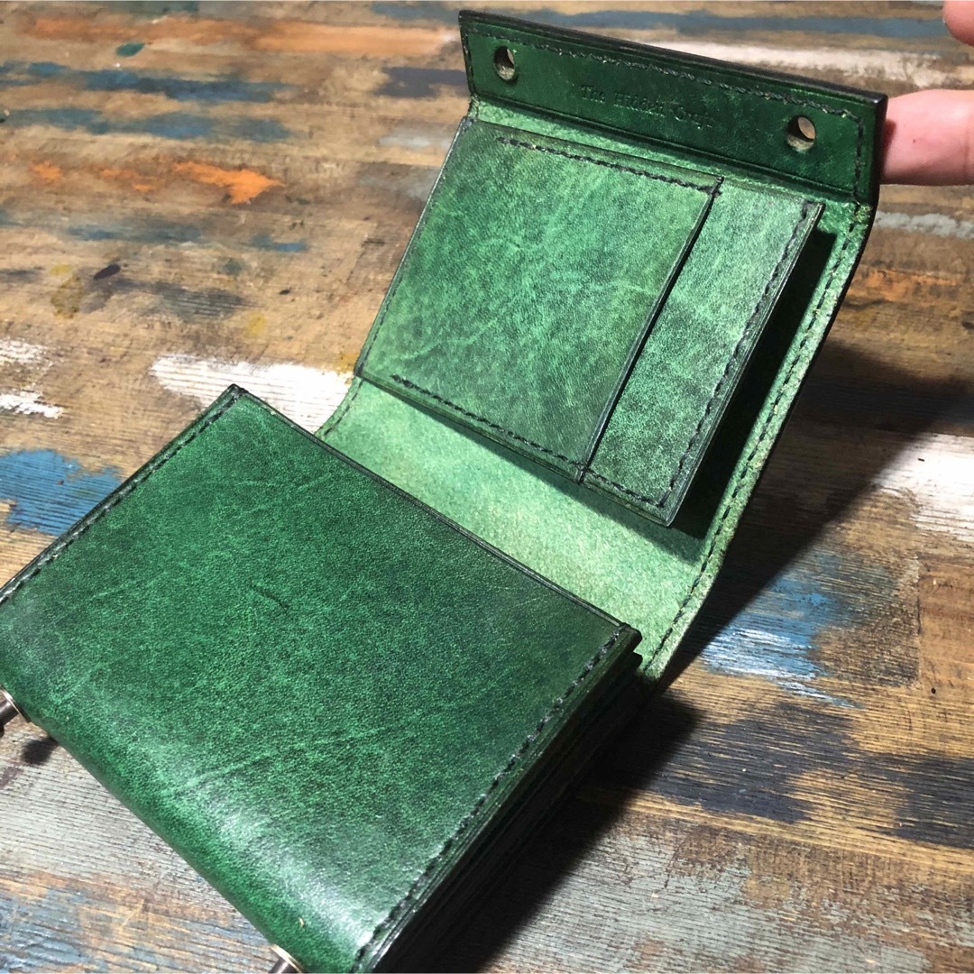 RRR様オーダー　姫路レザー　手染ダークグリーン　 メンズのファッション小物(折り財布)の商品写真