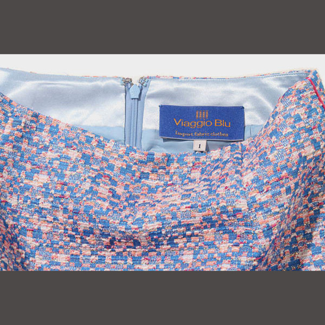 VIAGGIO BLU(ビアッジョブルー)のビアッジョブルー DUTEL ピンクツイード台形ミニスカート 1/◆☆ レディースのスカート(ミニスカート)の商品写真