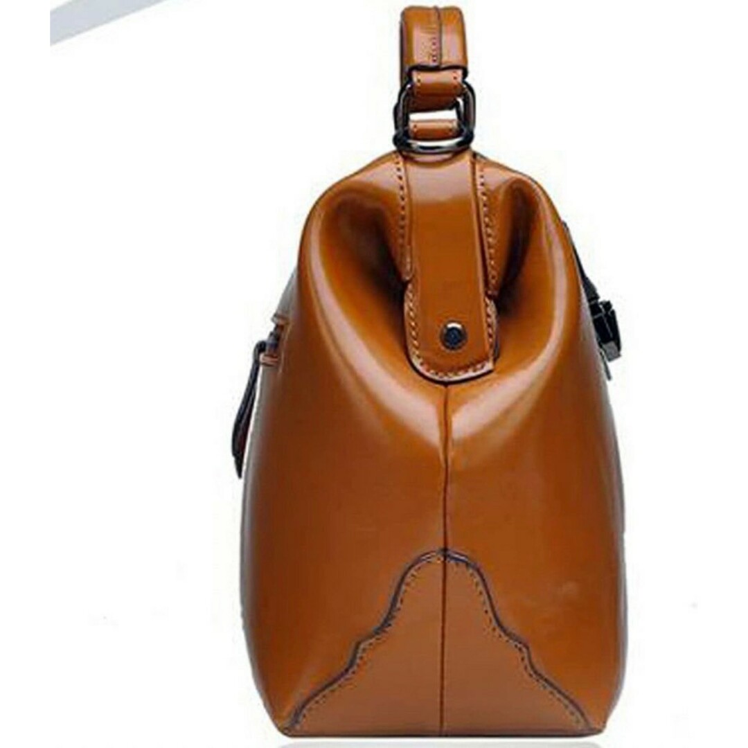 レディース 本革 バッグ ショルダー バッグ ドクターバッグ がま口 手作り レディースのバッグ(ハンドバッグ)の商品写真