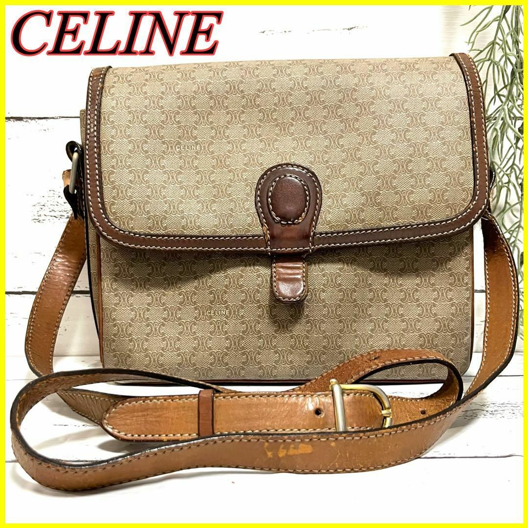 【美品】CELINE セリーヌ ショルダーバッグ マカダム柄 PVC ベージュ | フリマアプリ ラクマ