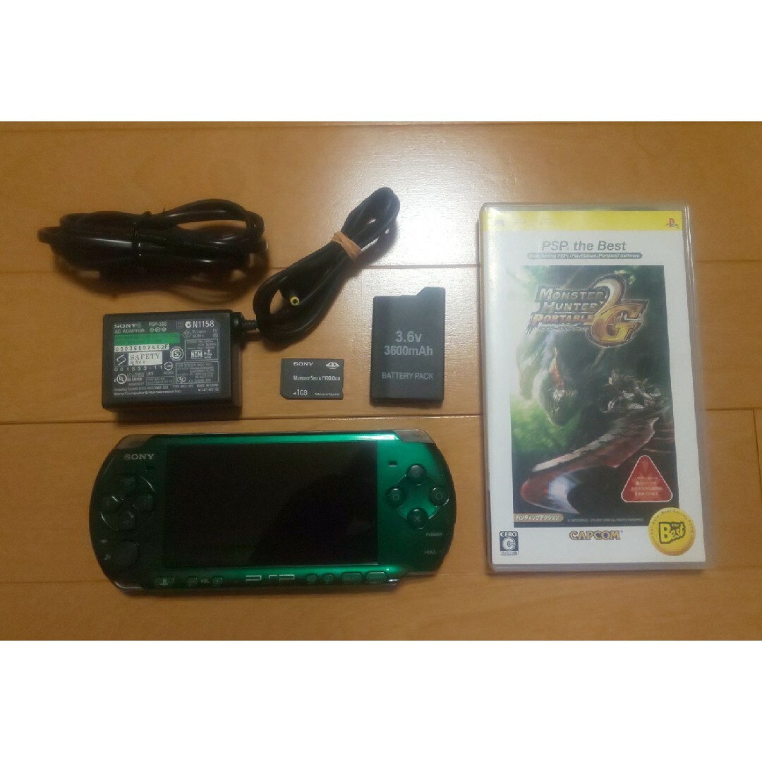 （管167）PSP-3000（グリーン、修理品）すぐ遊べるセット