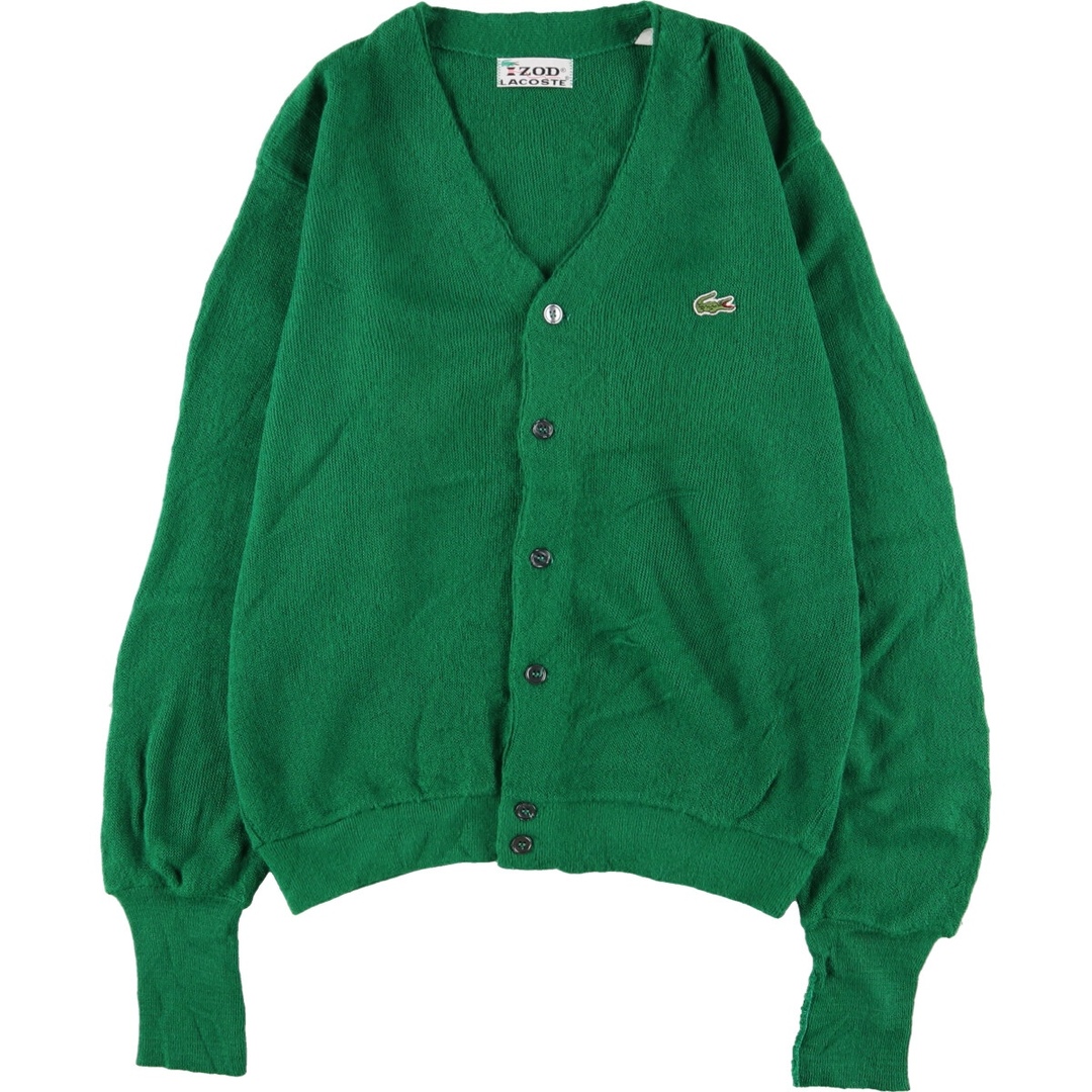 70年代 ラコステ LACOSTE IZOD アクリルニットカーディガン メンズL ヴィンテージ /eaa366722595cm肩幅