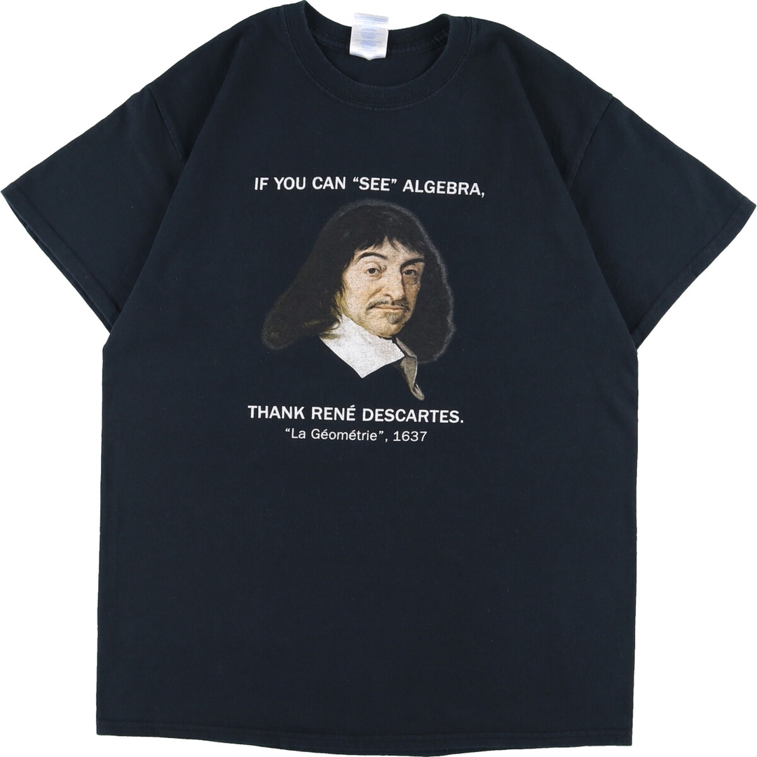 eaa363462取扱店ギルダン GILDAN RENE DESCARTES ルネデカルト 両面プリント 偉人Tシャツ メンズM ヴィンテージ /eaa363462