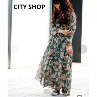 シティショップ(CITYSHOP)のシティショップ CITY SHOP フラワープリント カシュクール羽織ワンピース(ロングワンピース/マキシワンピース)