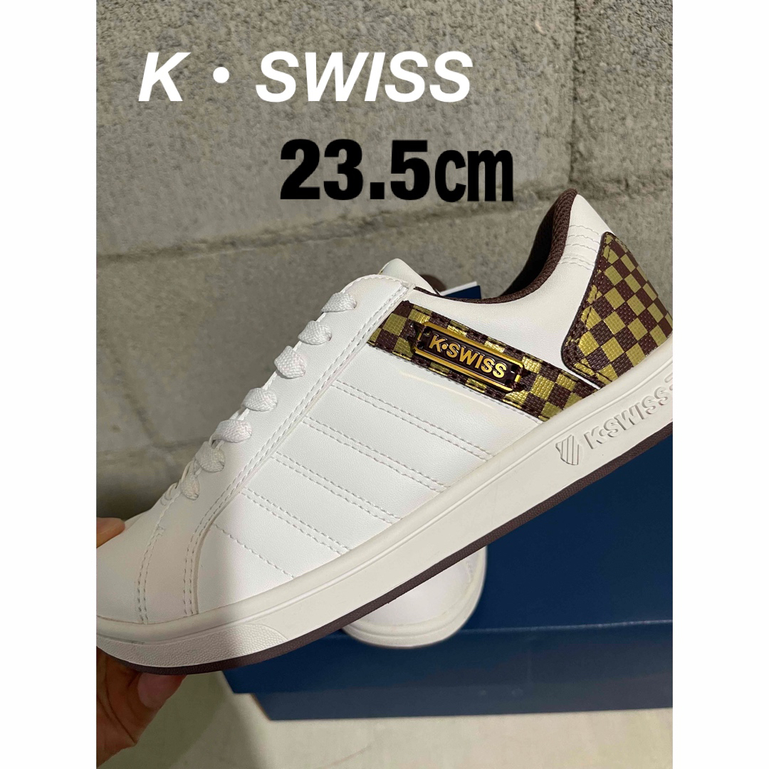 ✨新品✨K-SWISS KSL03 ケースイス　ホワイト　ブラウン　ゴールドレディース