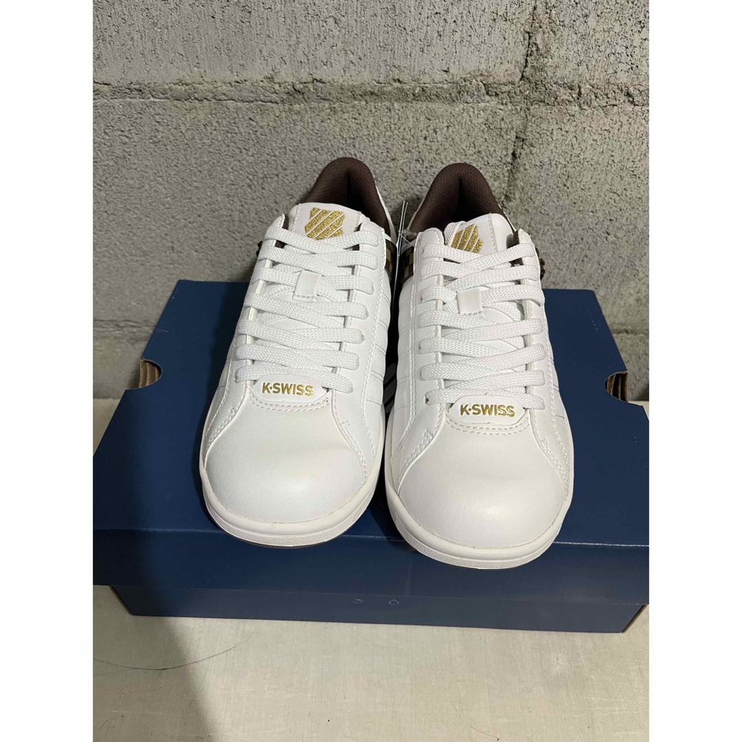 ✨新品✨K-SWISS KSL03 ケースイス　ホワイト　ブラウン　ゴールドレディース