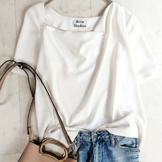 アクネストゥディオズ(Acne Studios)の美品♪アクネストゥディオズ Acne Studious 変形ブラウス ホワイト(シャツ/ブラウス(半袖/袖なし))