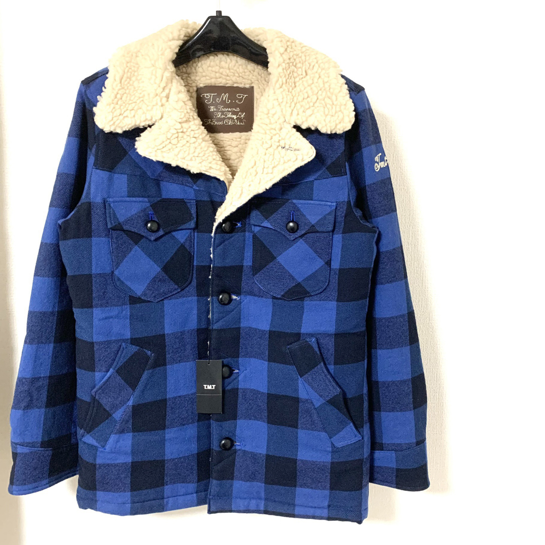 TMT BUFFALO CHECK BOA RANCH COAT ブルー S