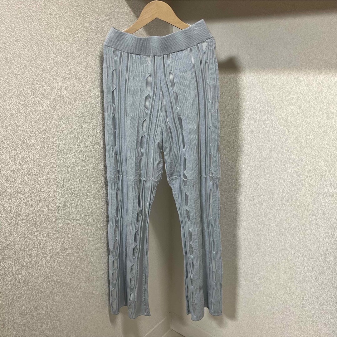 【 AMERI 】MEDI SHEER GEOMETRIC KNIT PANTS