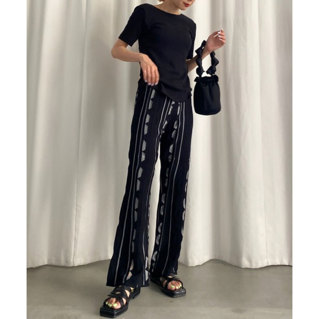 【 AMERI 】MEDI SHEER GEOMETRIC KNIT PANTS