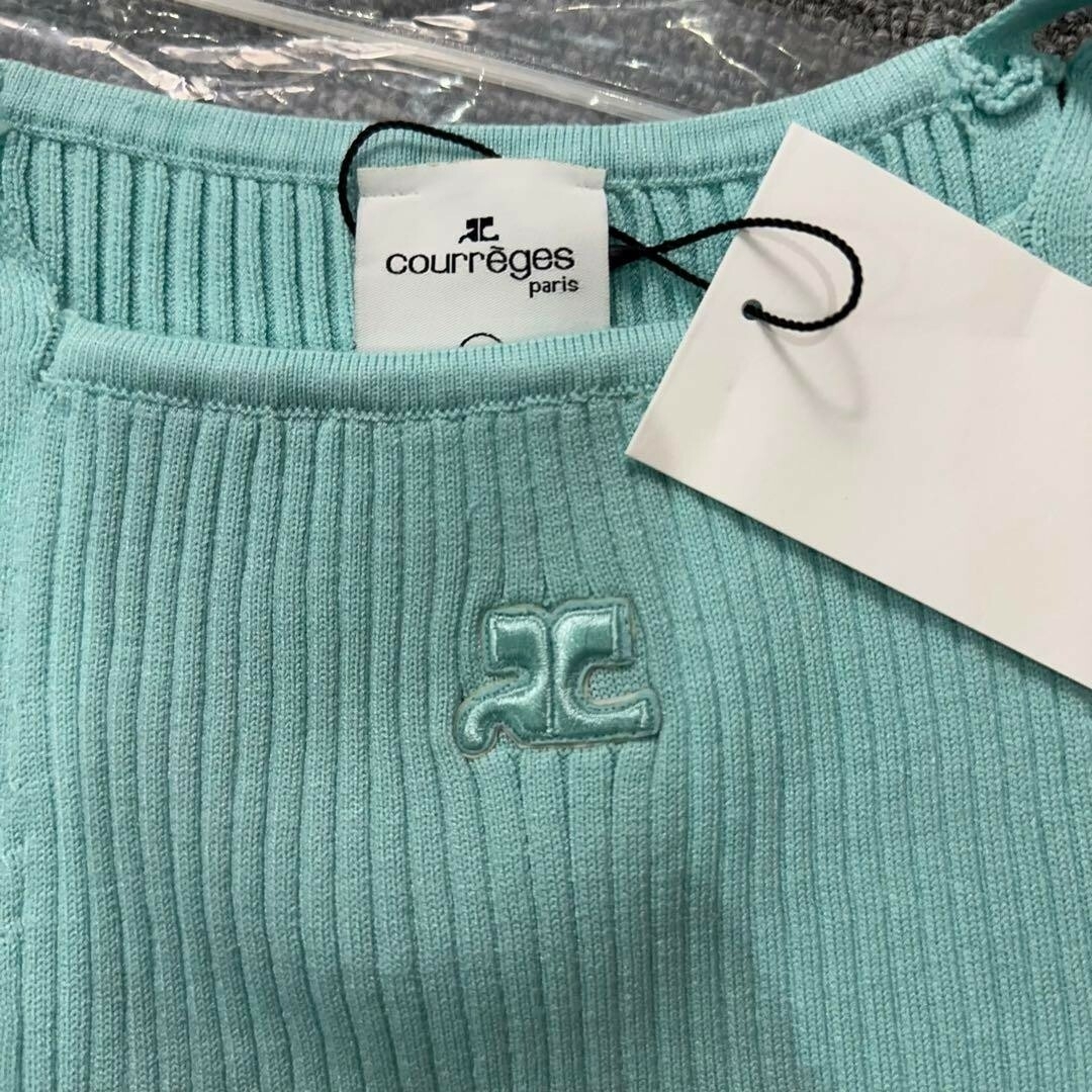 Courreges コントラストタンクトップ ノースリーブ サマーニットトップス