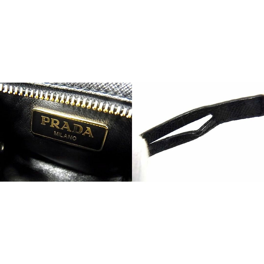 ■美品■ PRADA プラダ サフィアーノレザー バッグモチーフ キーホルダー キーリング チャーム 小物入れ ブラック系 AM6427