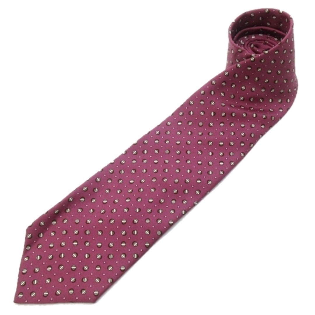 ディオールオム 美品 ネクタイ シルク ドット調 総柄 紫 パープル 系