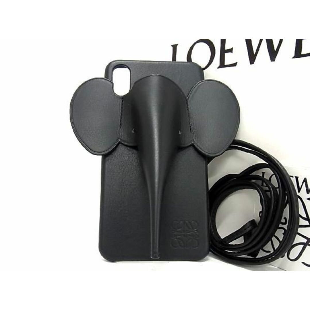 ■極美品■ LOEWE ロエベ アナグラム レザー エレファント 象 iPhoneXS Max対応 スマホケース アイフォンケース ブラック系 AS0813Aランクライン