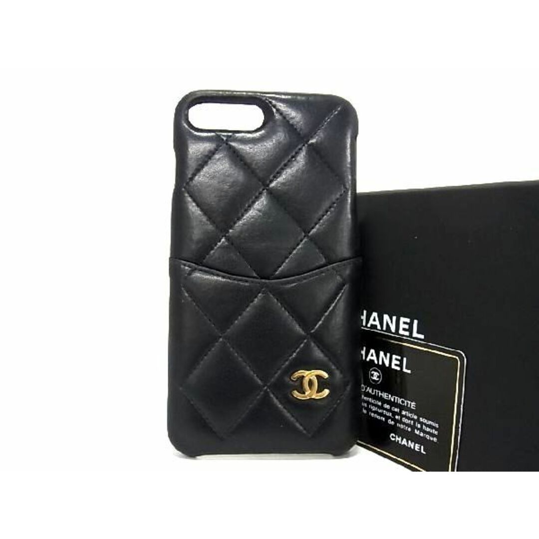 CHANEL シャネル ココマーク マトラッセ レザー iPhone7/8Plus対応 アイフォンケース スマホケース ブラック系 BG2031