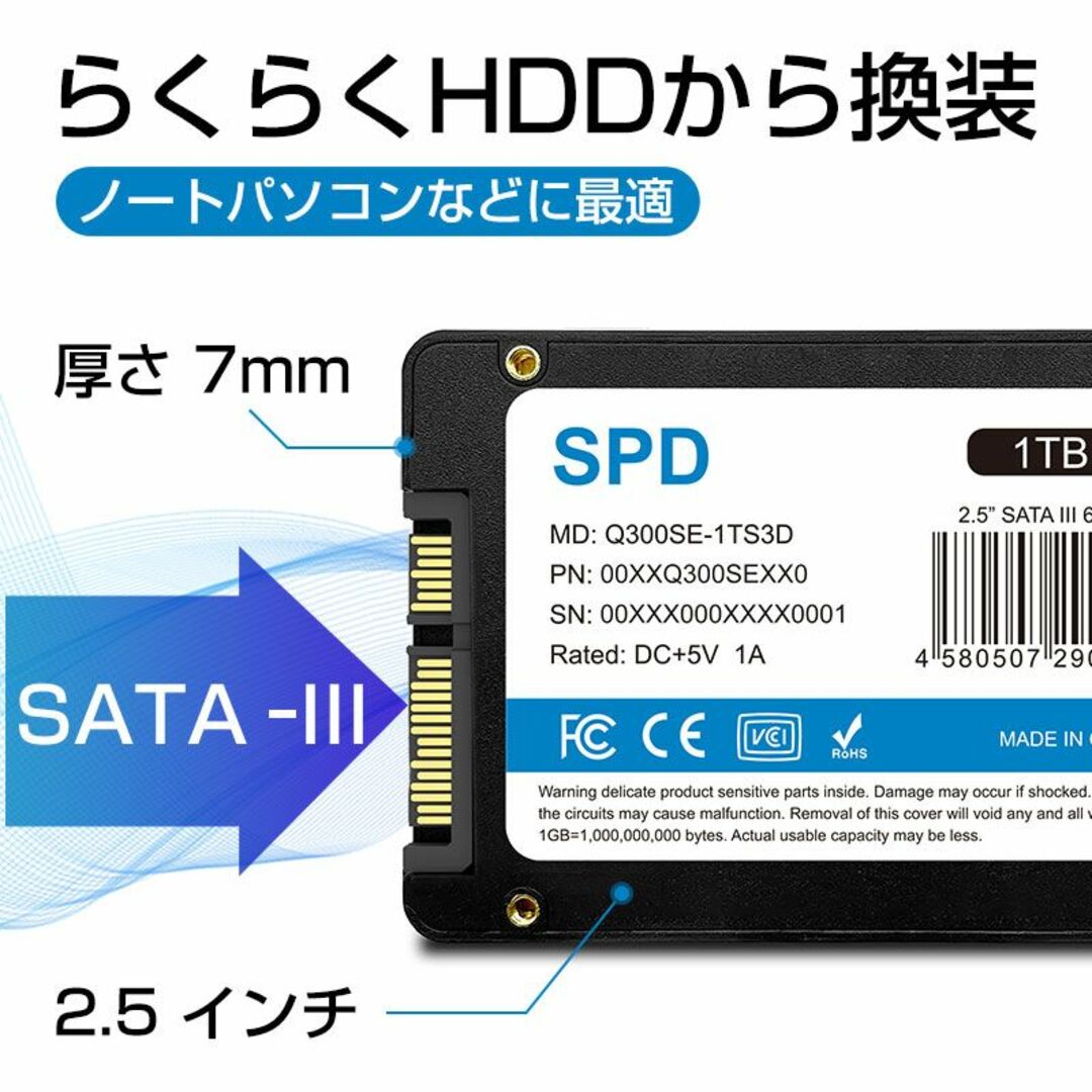 【SSD 1TB】SPD Q300SE-1TS3D w/USB3.0変換ケーブル