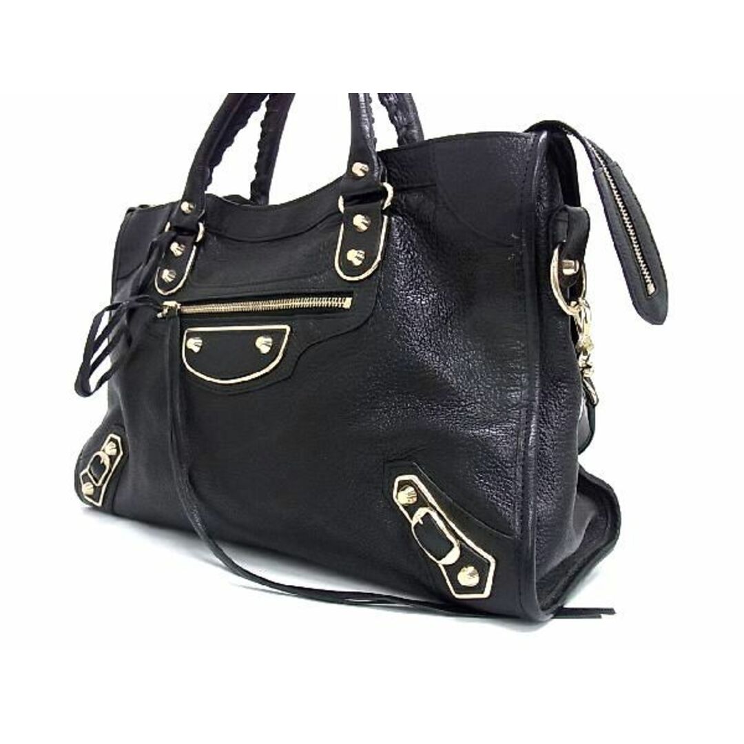 ■極美品■ BALENCIAGA バレンシアガ 115748 ザ・シティ レザー ミラー付き 2WAY ハンドバッグ ショルダー ブラック系  AN8372