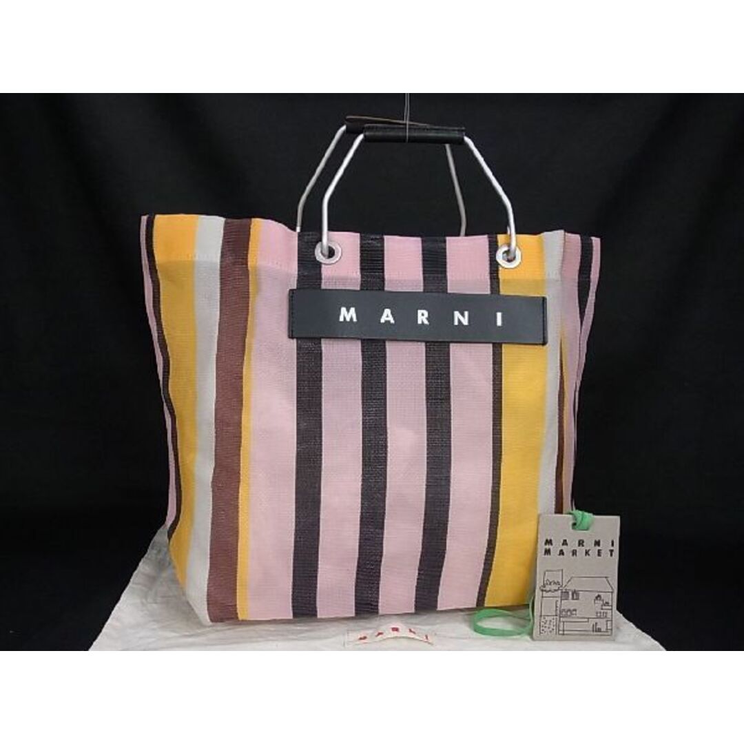 新品♡MARNI マルニ フラワーカフェ ストライプバッグ  ミニ　マルチグレー