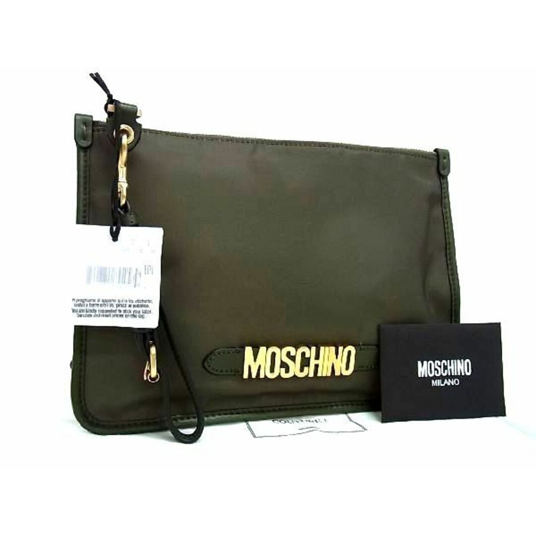 カラー■新品■未使用■ MOSCHINO モスキーノ ナイロン×レザー クラッチバッグ セカンドバッグ マルチケース カーキ系 BF1630