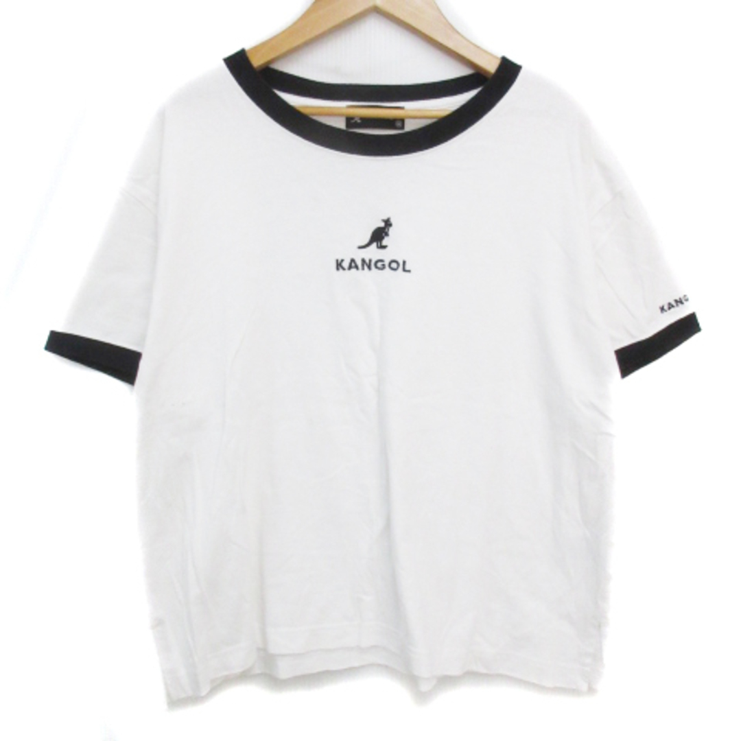 KANGOL(カンゴール)のカンゴール Tシャツ カットソー 半袖 ラウンドネック ロゴ刺繡 M 白 黒 レディースのトップス(Tシャツ(半袖/袖なし))の商品写真
