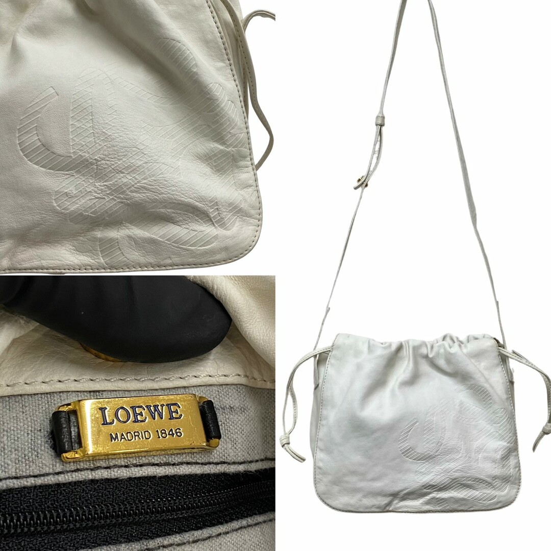 美品 LOEWE ロエベ ヴィンテージ アナグラム ロゴ ナッパレザー 巾着