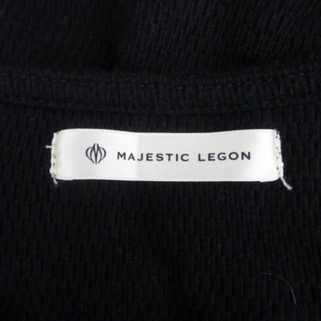 MAJESTIC LEGON(マジェスティックレゴン)のマジェスティックレゴン カットソー ラウンドネック ショート丈 リボン M 黒 レディースのトップス(カットソー(半袖/袖なし))の商品写真