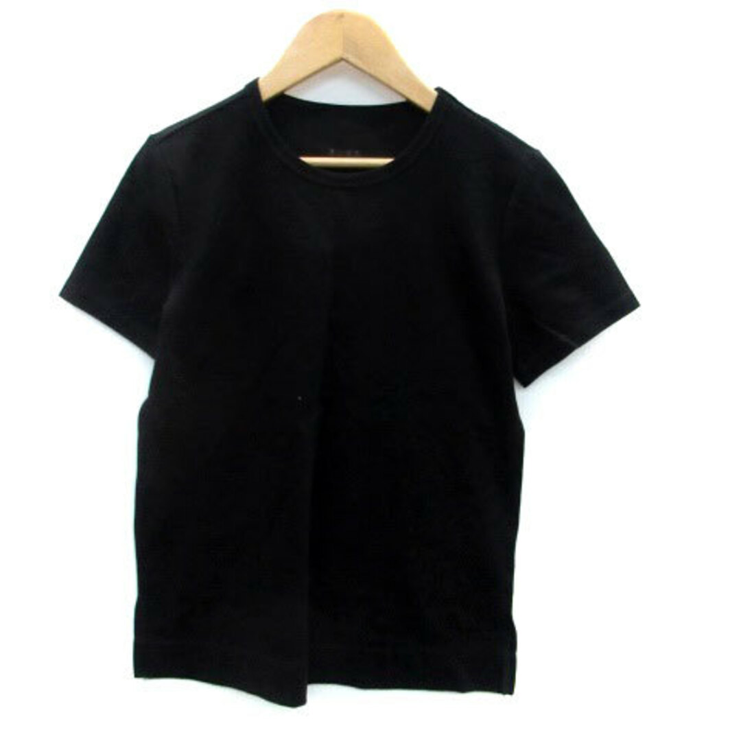 PLST(プラステ)のプラステ Tシャツ カットソー ラウンドネック 半袖 無地 M 黒 ブラック レディースのトップス(Tシャツ(半袖/袖なし))の商品写真